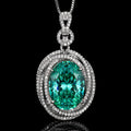 Weißgold Paraiba Grüner Anhänger mit Chopard Kette